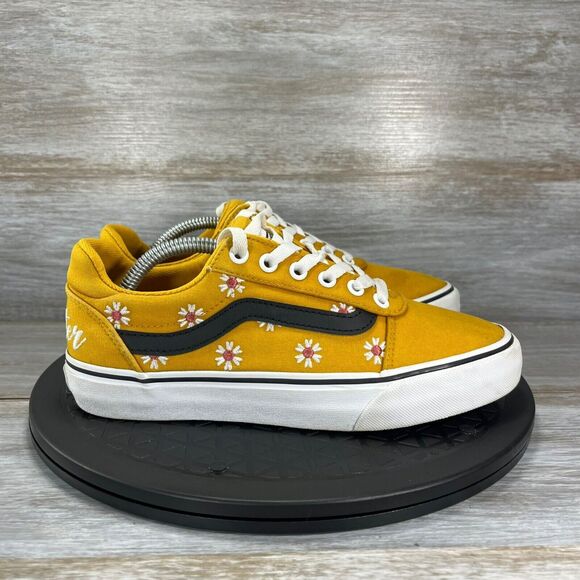 Vans Women's Ward Deluxe Floral Embroidery Golden Sneakers Size 7 - Picture 4 of 10